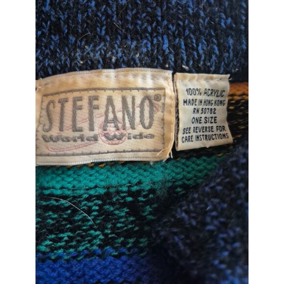 Vintage Stefano Rainbow Striped Polo Sweater One Size - Picture 4 of 4
